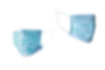 Two basic blue pleated face masks on a white backdrop